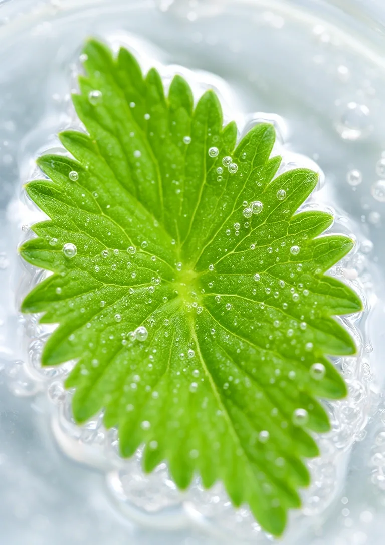 Détail d'une feuille de stevia